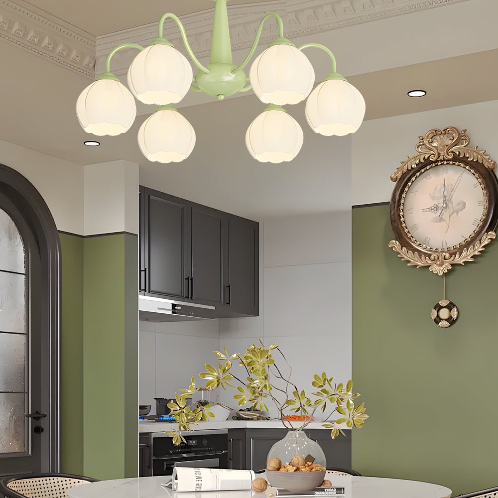 Orchid Flower Chandelier with 3-Step Dimming, 6 Lights