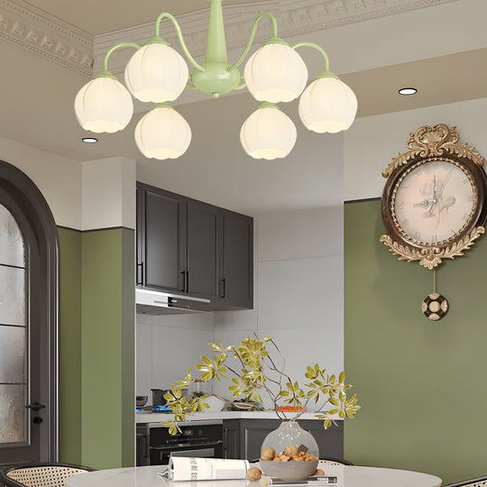 Orchid Flower Chandelier with 3-Step Dimming, 6 Lights