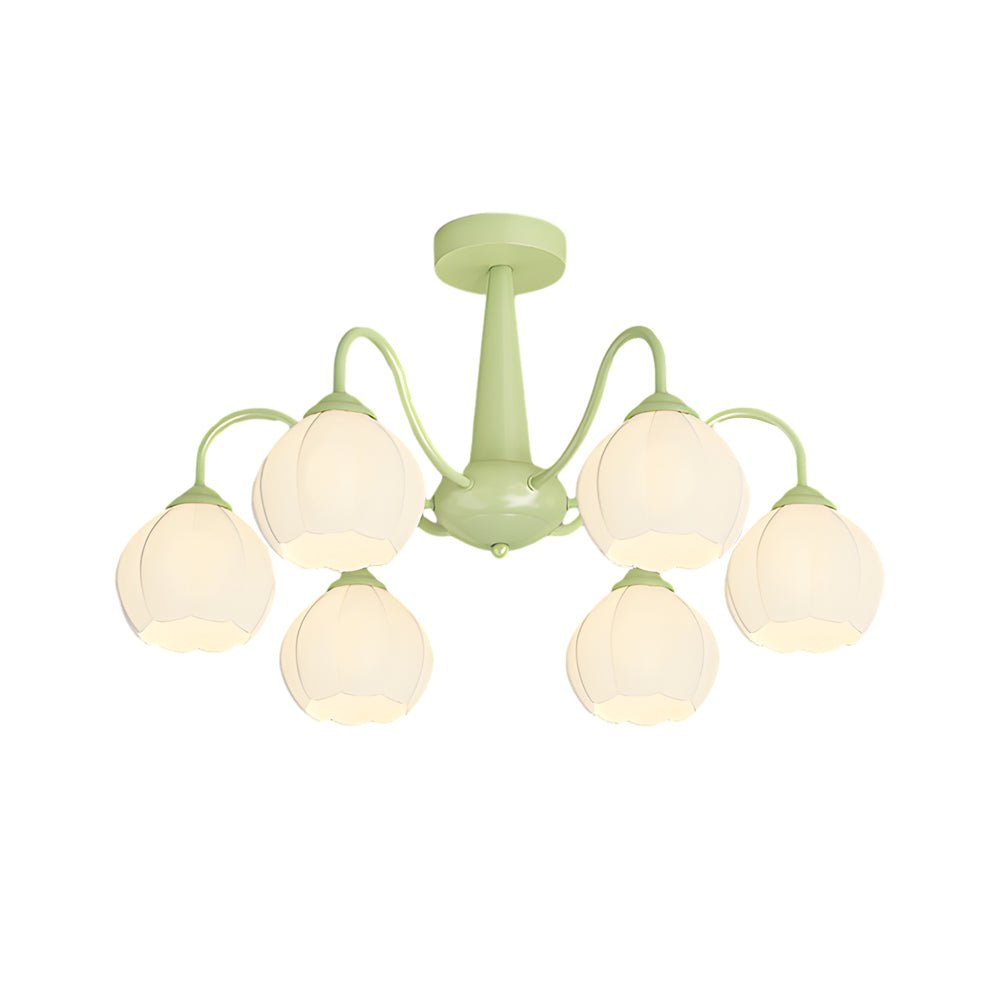 Orchid Flower Chandelier with 3-Step Dimming, 6 Lights