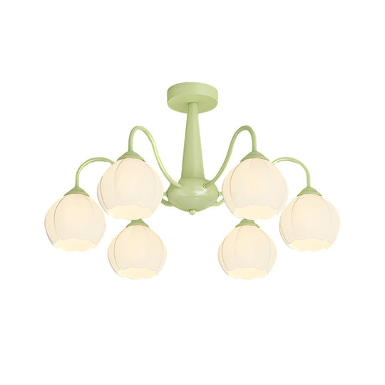 Orchid Flower Chandelier with 3-Step Dimming, 6 Lights