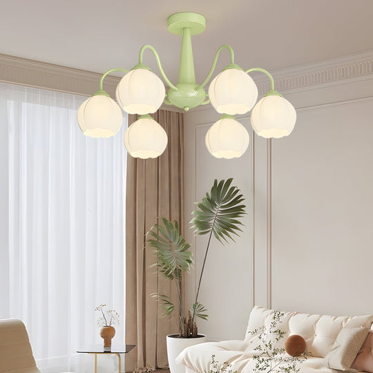 Orchid Flower Chandelier with 3-Step Dimming, 6 Lights