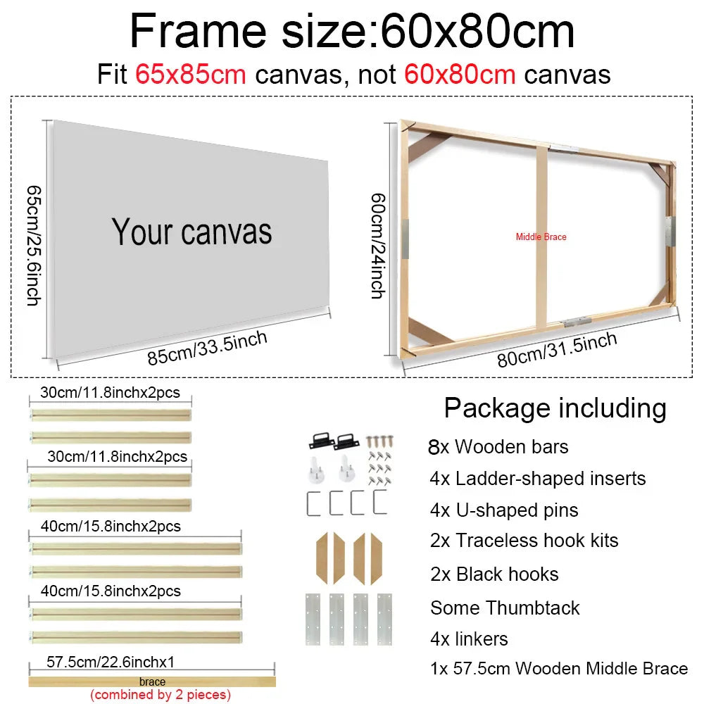 Solid Wood Canvas Stretcher Frame DIY Kit Multiple Sizes