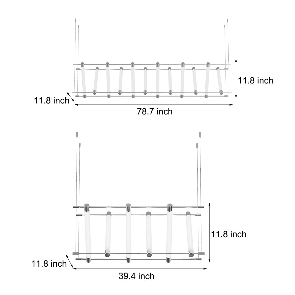 6/12 Light Acrylic Tube Geometric Long Designer LED Island Pendant Light
