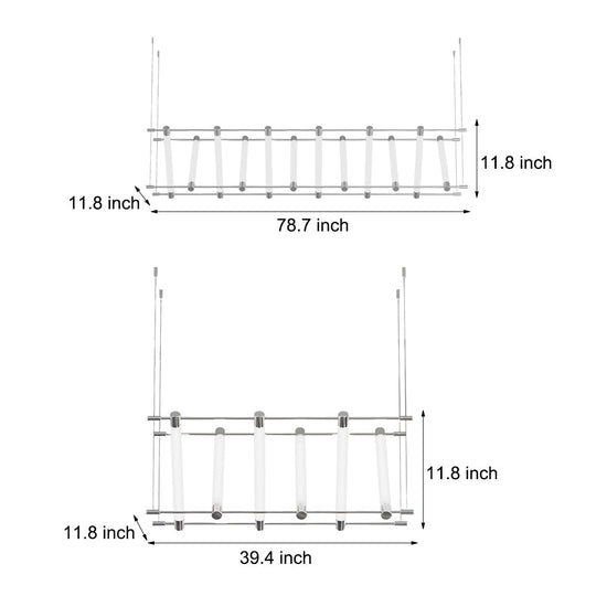 6/12 Light Acrylic Tube Geometric Long Designer LED Island Pendant Light