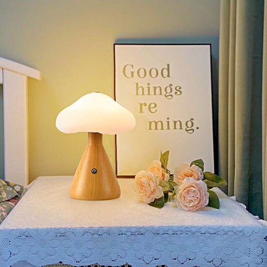 6.3" Metal Mushroom Cloud LED Table Lamp – Cordless Touch Control