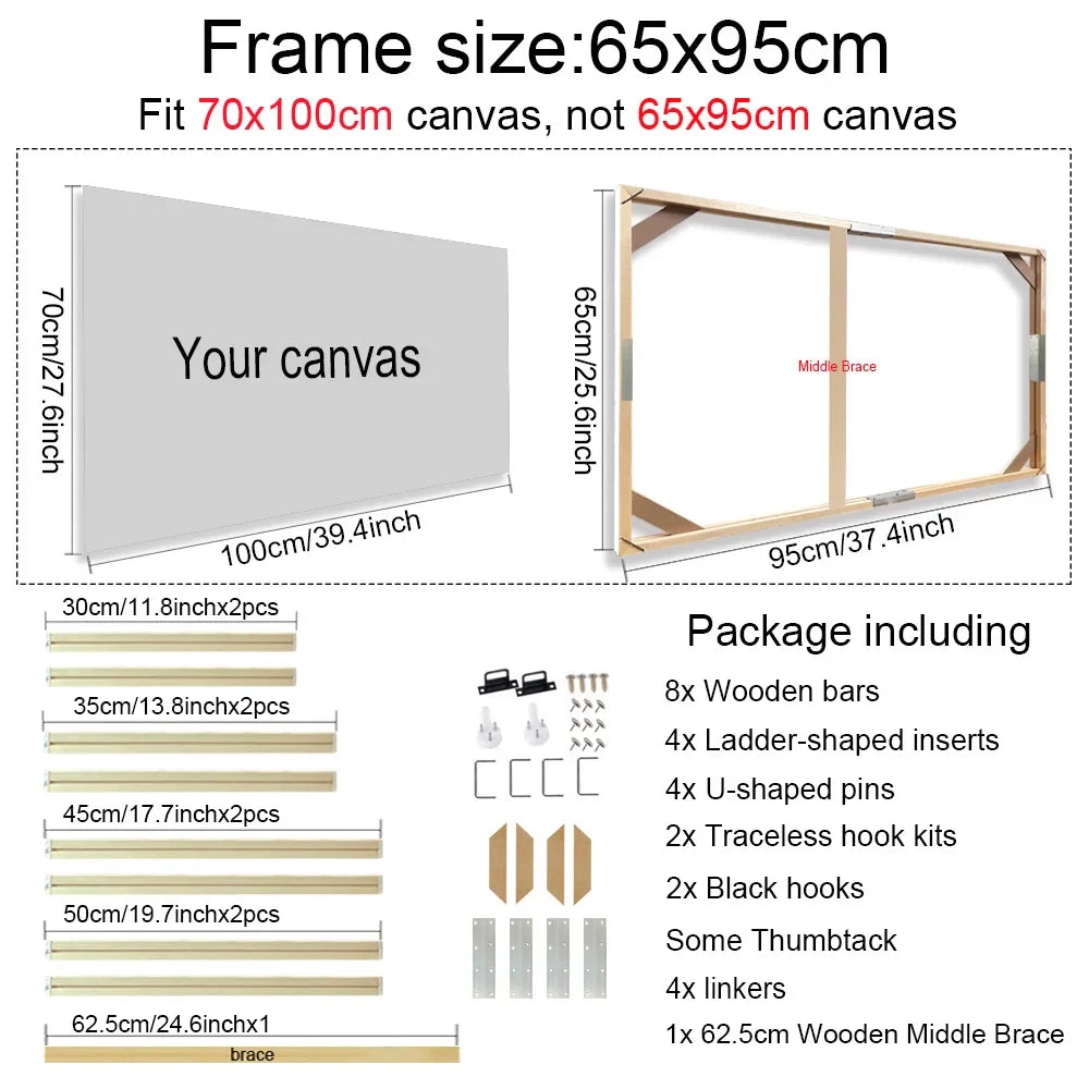 Solid Wood Canvas Stretcher Frame DIY Kit Multiple Sizes