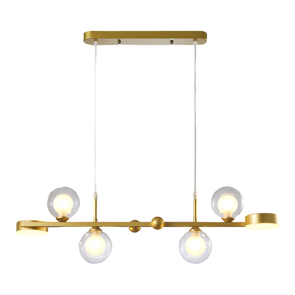 6 or 8 Light 3 Step Dimming Glass Ball LED Long Dining Room Chandelier