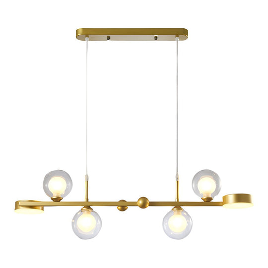 6 or 8 Light 3 Step Dimming Glass Ball LED Long Dining Room Chandelier