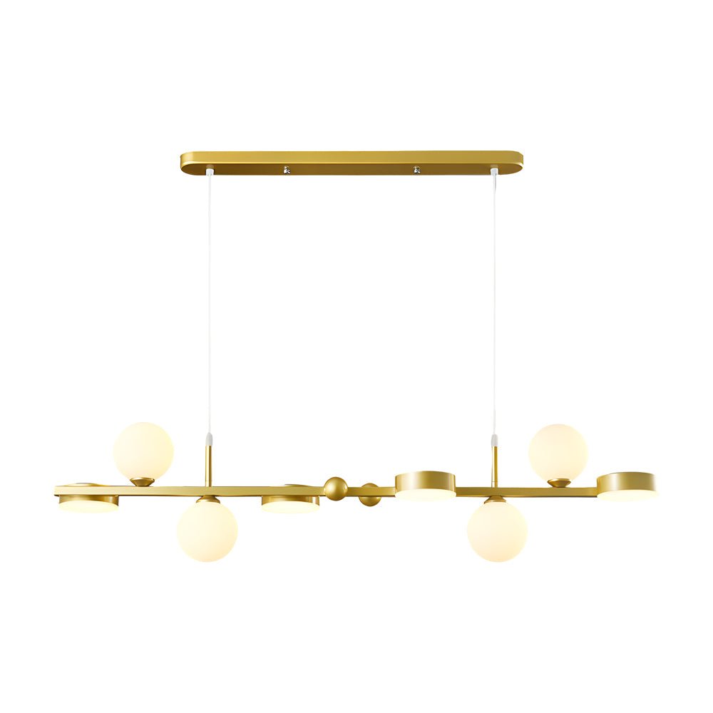 6 or 8 Light 3 Step Dimming Glass Ball LED Long Dining Room Chandelier