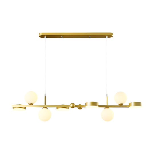 6 or 8 Light 3 Step Dimming Glass Ball LED Long Dining Room Chandelier
