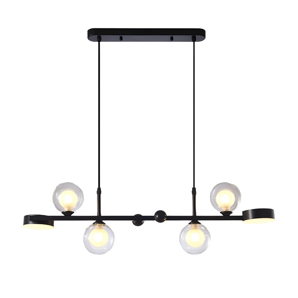6 or 8 Light 3 Step Dimming Glass Ball LED Long Dining Room Chandelier