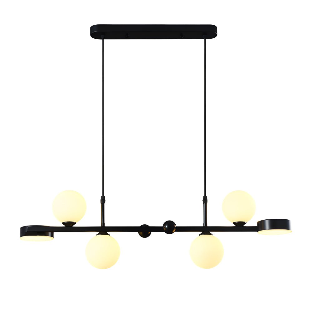 6 or 8 Light 3 Step Dimming Glass Ball LED Long Dining Room Chandelier