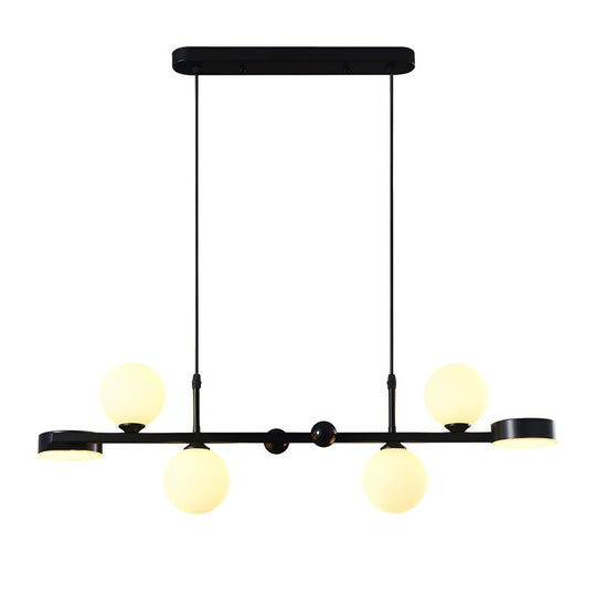 6 or 8 Light 3 Step Dimming Glass Ball LED Long Dining Room Chandelier