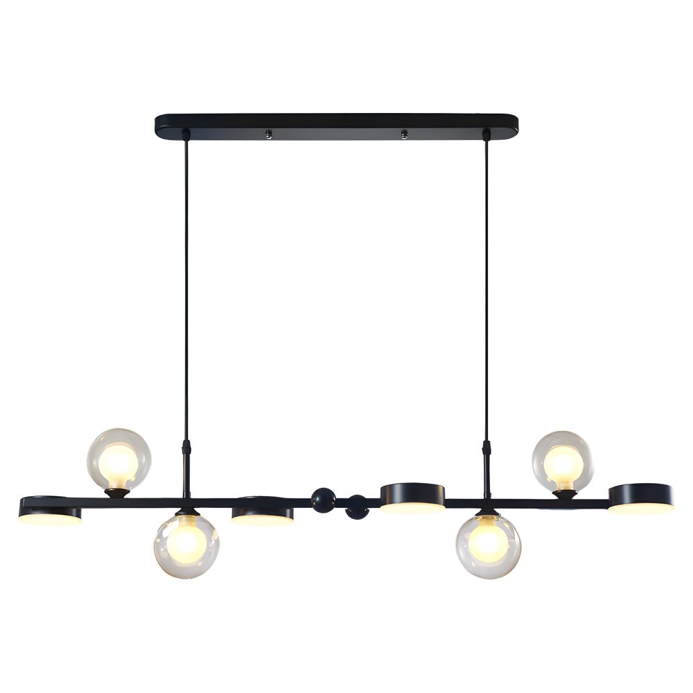 6 or 8 Light 3 Step Dimming Glass Ball LED Long Dining Room Chandelier