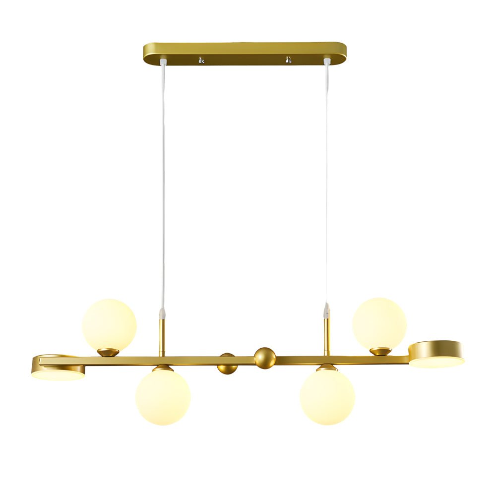 6 or 8 Light 3 Step Dimming Glass Ball LED Long Dining Room Chandelier