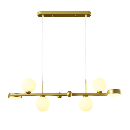 6 or 8 Light 3 Step Dimming Glass Ball LED Long Dining Room Chandelier