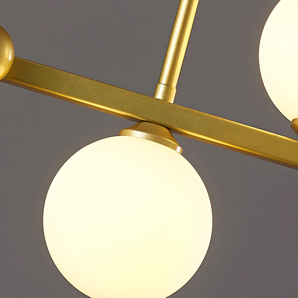 6 or 8 Light 3 Step Dimming Glass Ball LED Long Dining Room Chandelier