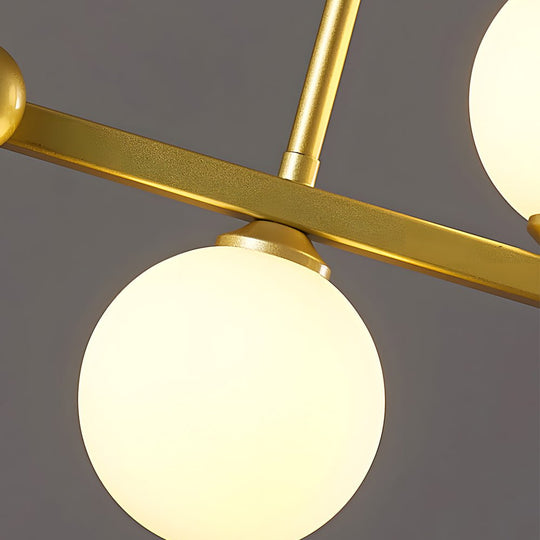 6 or 8 Light 3 Step Dimming Glass Ball LED Long Dining Room Chandelier