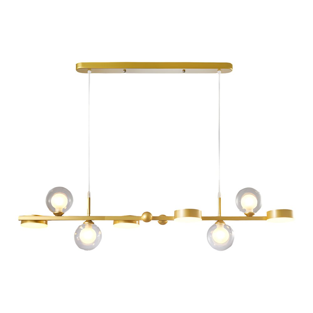 6 or 8 Light 3 Step Dimming Glass Ball LED Long Dining Room Chandelier