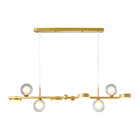 6 or 8 Light 3 Step Dimming Glass Ball LED Long Dining Room Chandelier