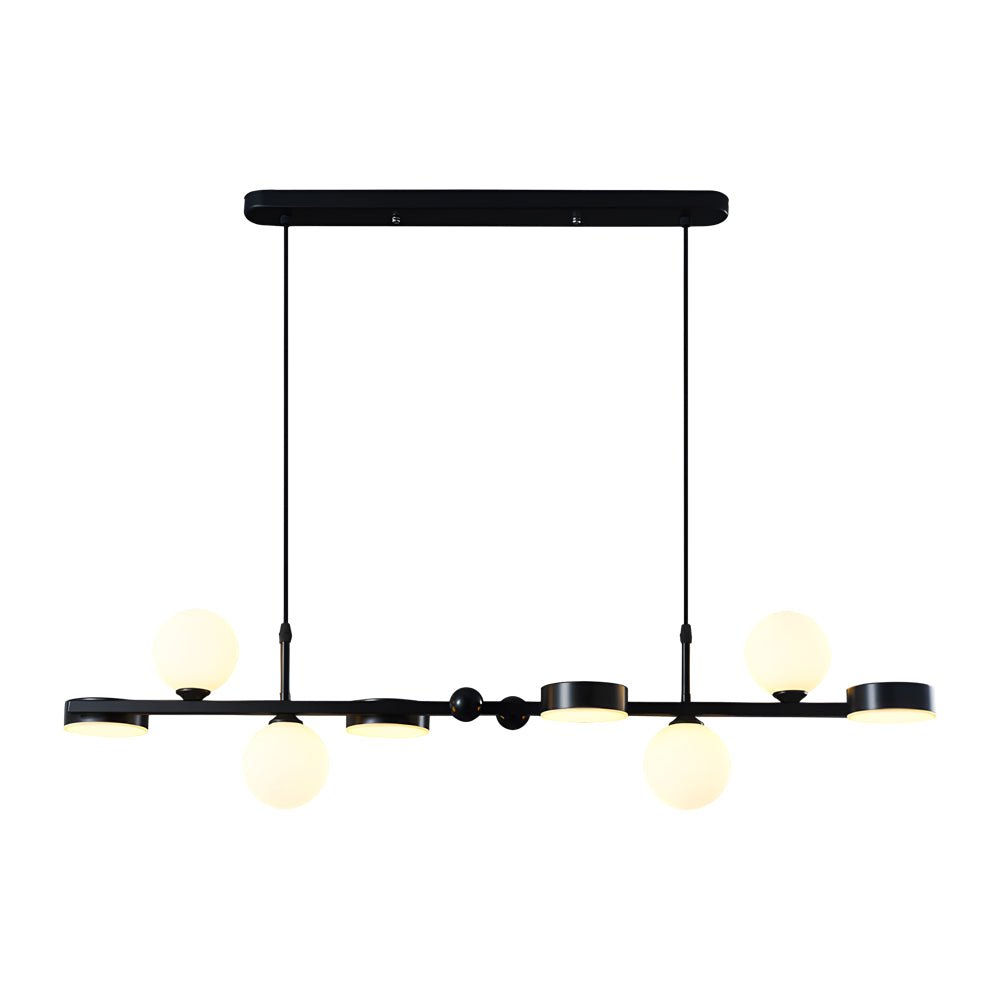 6 or 8 Light 3 Step Dimming Glass Ball LED Long Dining Room Chandelier