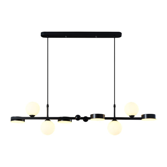 6 or 8 Light 3 Step Dimming Glass Ball LED Long Dining Room Chandelier