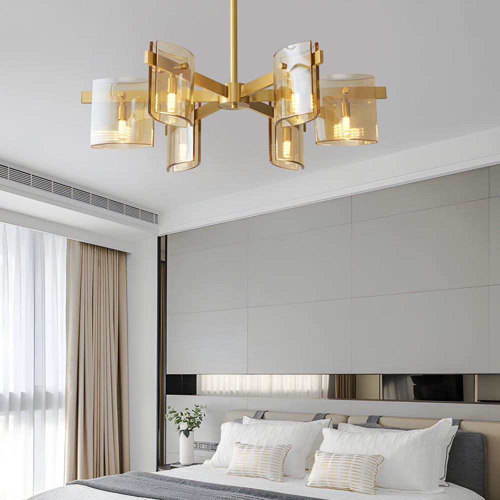 6/8 Light Dimmable Metallic Electroplated Glass Chandelier Lighting