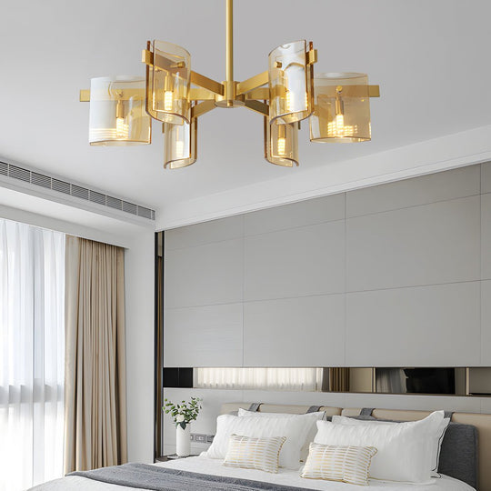 6/8 Light Dimmable Metallic Electroplated Glass Chandelier Lighting