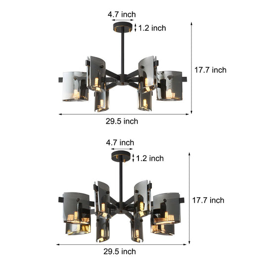 6/8 Light Dimmable Metallic Electroplated Glass Chandelier Lighting