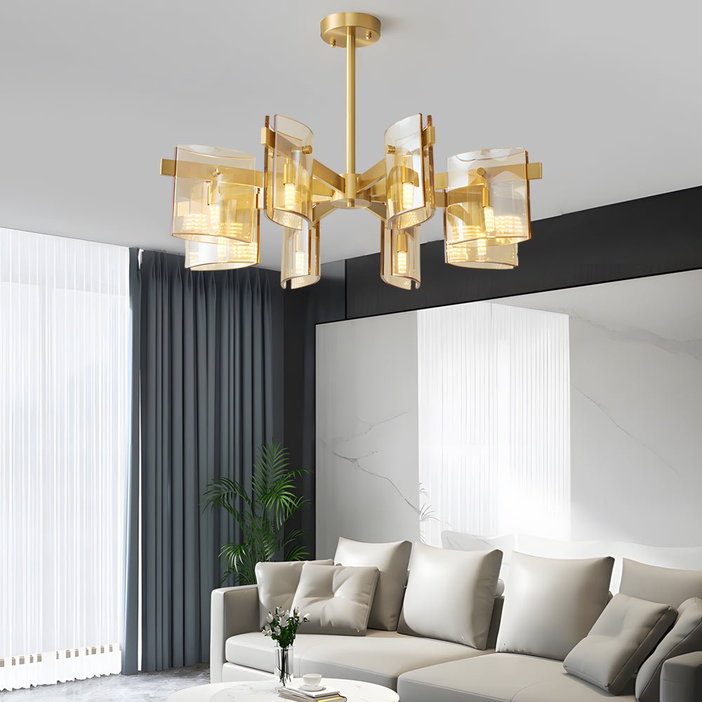 6/8 Light Dimmable Metallic Electroplated Glass Chandelier Lighting