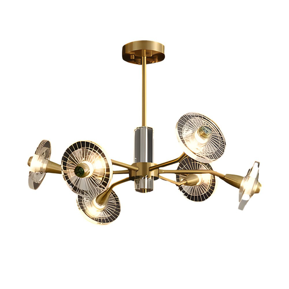 6/8 Lights Flowers Crystal 3 Step Dimming Copper Post Modern Chandelier