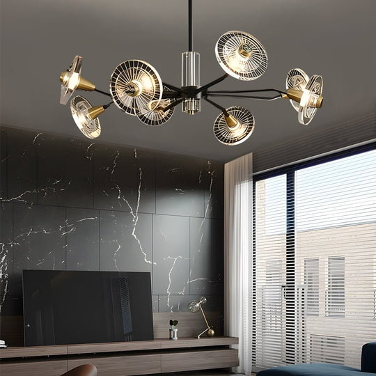 6/8 Lights Flowers Crystal 3 Step Dimming Copper Post Modern Chandelier