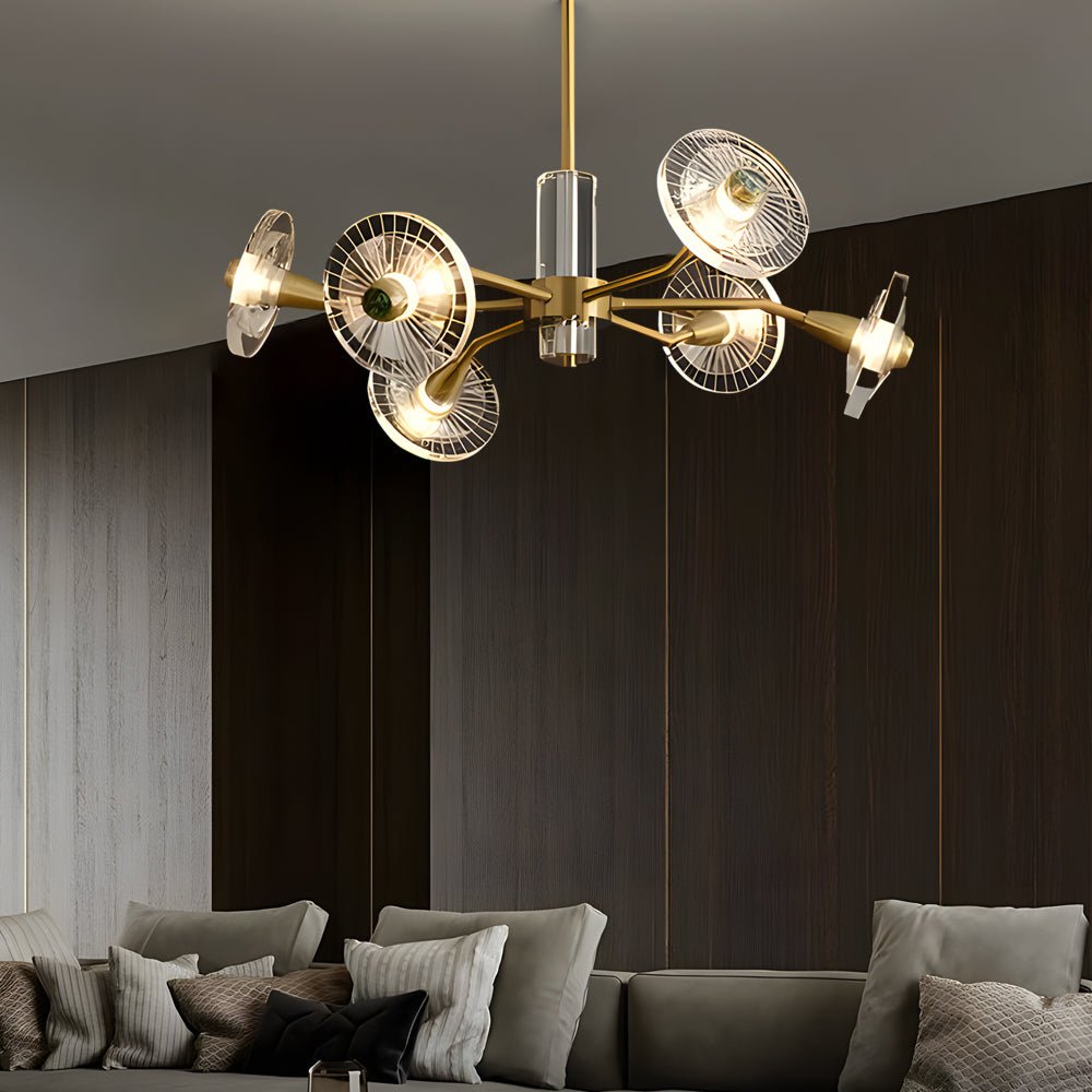 6/8 Lights Flowers Crystal 3 Step Dimming Copper Post Modern Chandelier