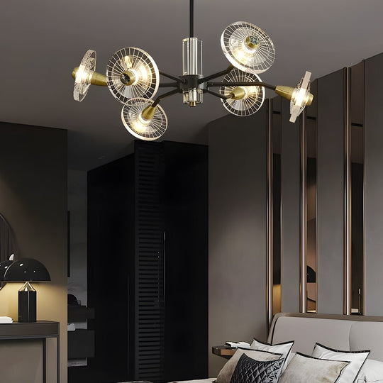 6/8 Lights Flowers Crystal 3 Step Dimming Copper Post Modern Chandelier