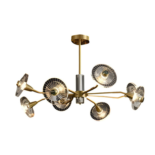 6/8 Lights Flowers Crystal 3 Step Dimming Copper Post Modern Chandelier