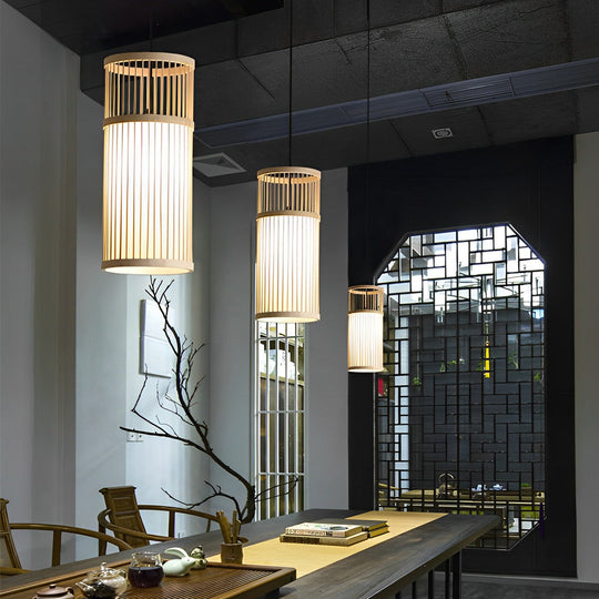 Creative Minimalist Bamboo Hand Woven LED Pendant Light