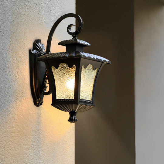 Retro Glass Lantern LED Outdoor Waterproof Wall Lamp