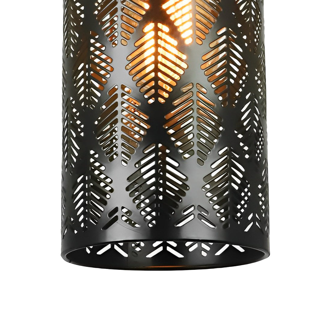 Cylindrical Creative Hollow Iron Black Industrial Style Pendant Light