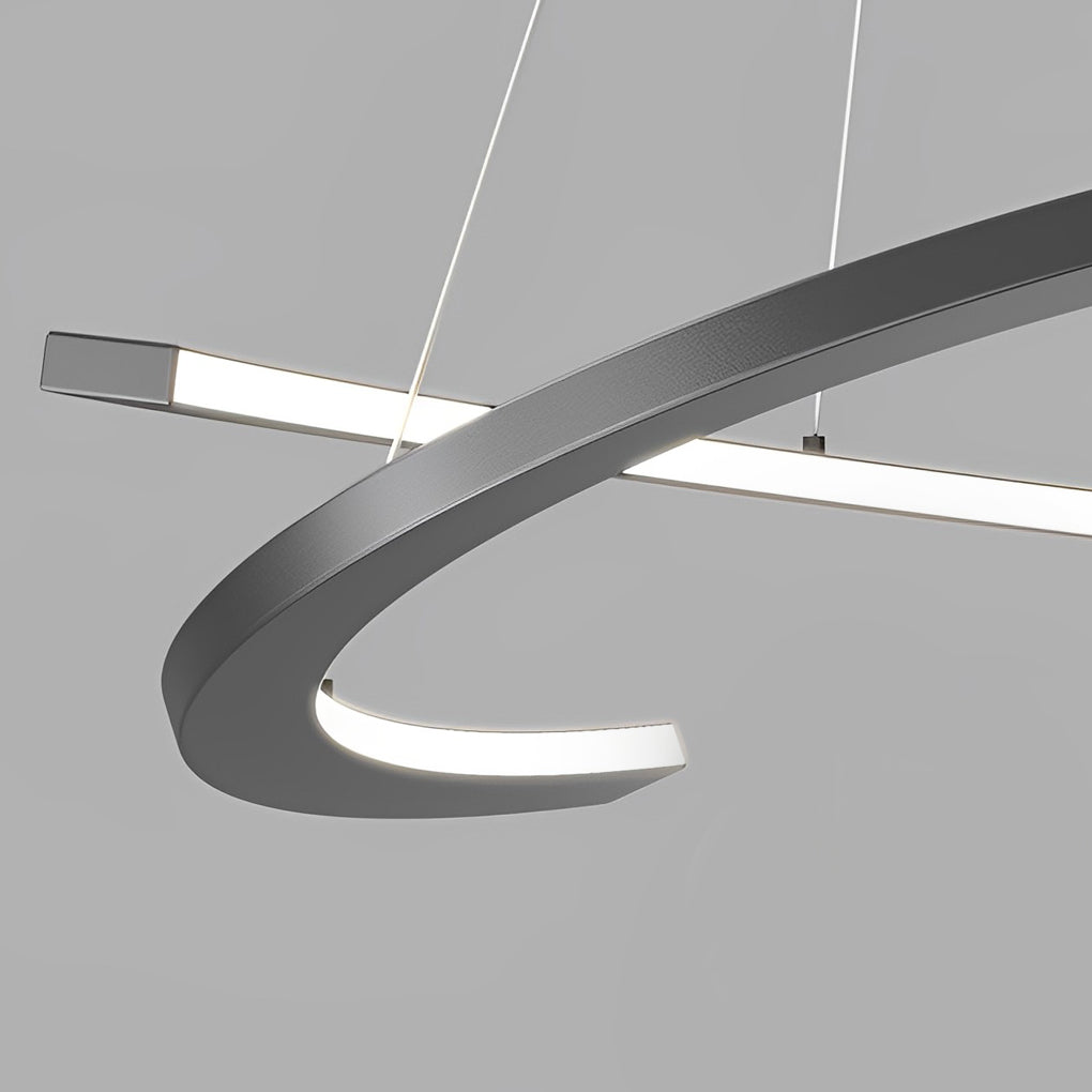 2 Semi-Circular Creative LED Three-Step Dimming Black Modern Chandelier