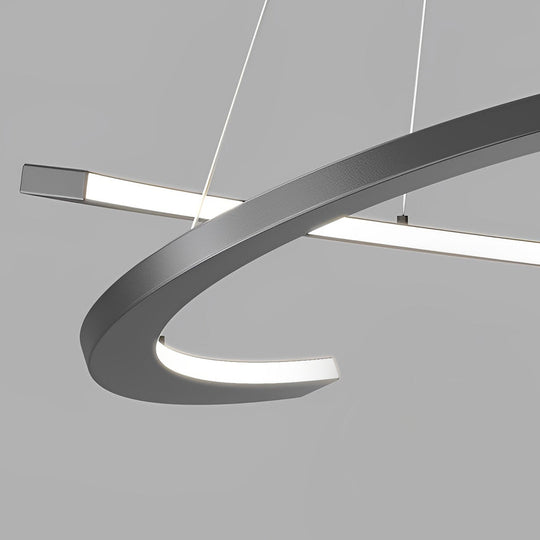 2 Semi-Circular Creative LED Three-Step Dimming Black Modern Chandelier