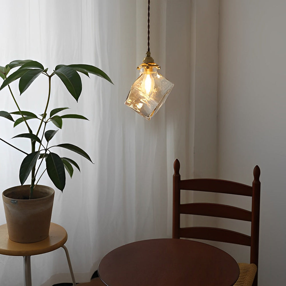 Square Transparent Glass Modern Pendant Light for Kitchen Island