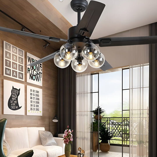 42 Inch 5 Lights Silent Nordic Flush Mount Ceiling Fan Light