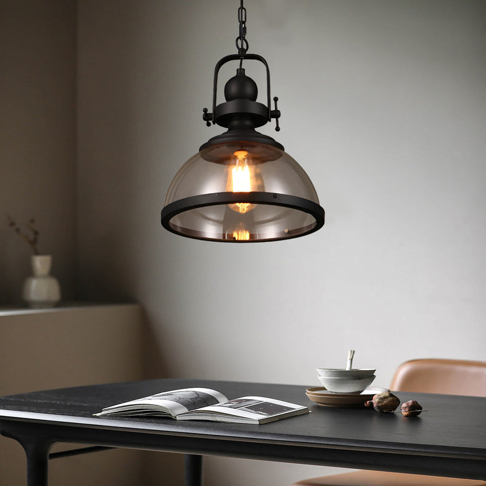 Antique Glass Iron – Retro Industrial Pendant Ceiling Light for Dining Room and Kitchen Island