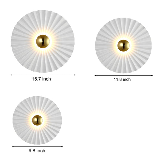Lotus Leaf Round Pleated LED White Modern Wall Lamp