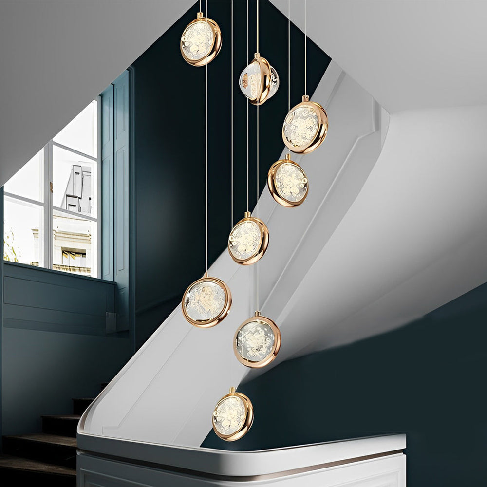 Global Crystal Cluster Adjustable Luxury Staircase Chandelier