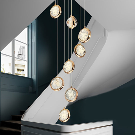 Global Crystal Cluster Adjustable Luxury Staircase Chandelier