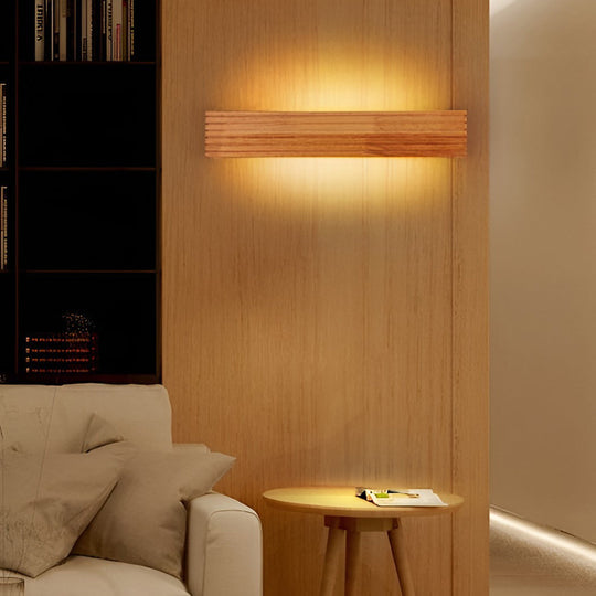 Wood Rectangular Waterproof LED Nordic Wall Sconce
