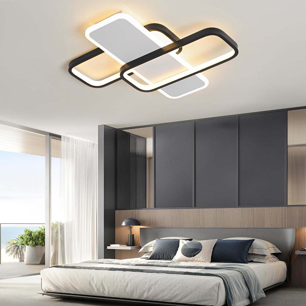 Square Overlapping Stepless Dimming LED Nordic Ceiling Light Chandelier