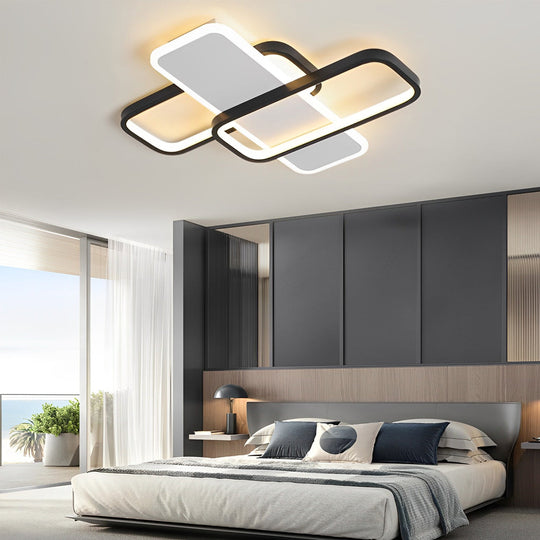 Square Overlapping Stepless Dimming LED Nordic Ceiling Light Chandelier