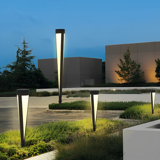Round Gray Solar LED Outdoor Lawn Light